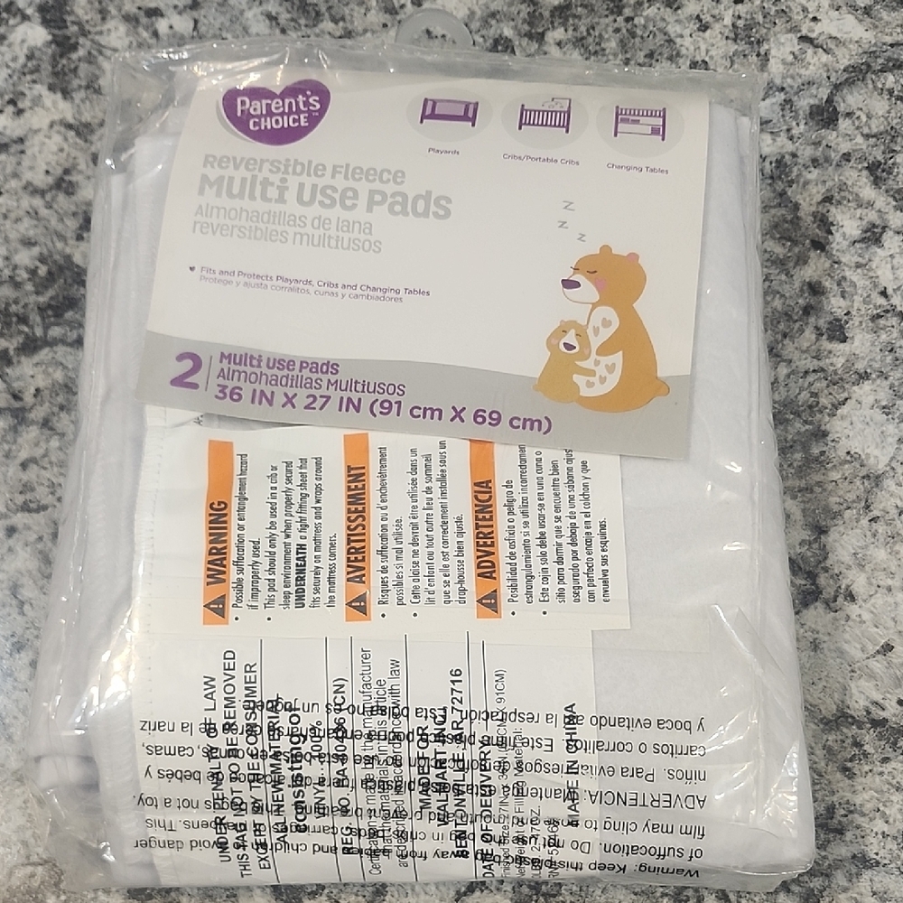 Parent's Choice Reversible Fleece Multi Use Pads - White